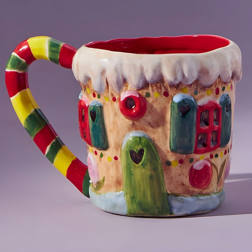 Anthropologie Nathalie Lete Gingerbread Christmas Mug
